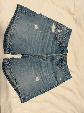 Levi's Light Blue Distressed Denim Shorts